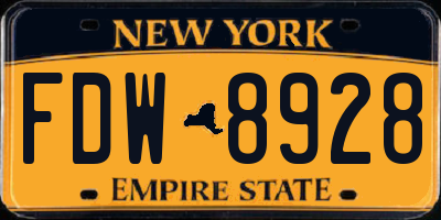 NY license plate FDW8928