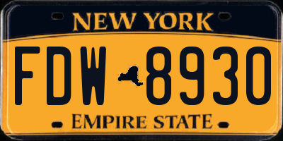 NY license plate FDW8930