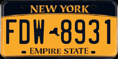 NY license plate FDW8931