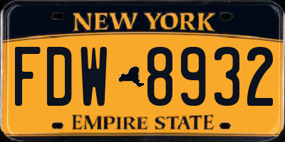 NY license plate FDW8932