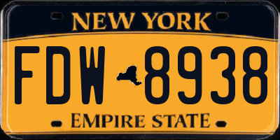 NY license plate FDW8938