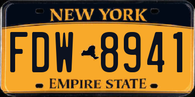 NY license plate FDW8941