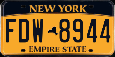 NY license plate FDW8944