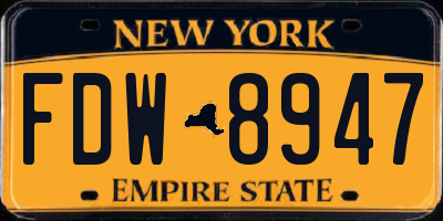 NY license plate FDW8947