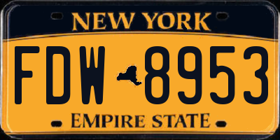 NY license plate FDW8953