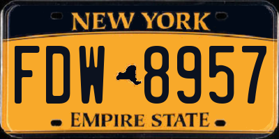 NY license plate FDW8957