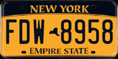 NY license plate FDW8958