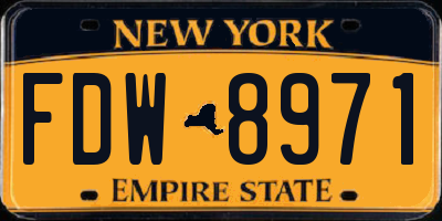 NY license plate FDW8971