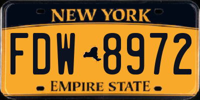 NY license plate FDW8972