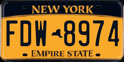 NY license plate FDW8974