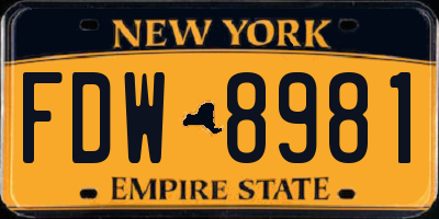 NY license plate FDW8981