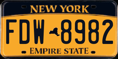 NY license plate FDW8982