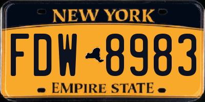 NY license plate FDW8983