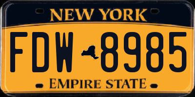 NY license plate FDW8985