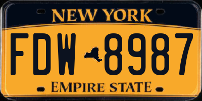 NY license plate FDW8987