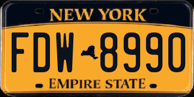 NY license plate FDW8990