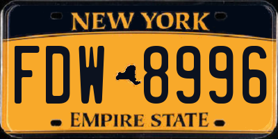 NY license plate FDW8996
