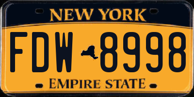 NY license plate FDW8998