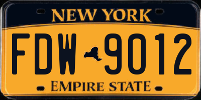 NY license plate FDW9012