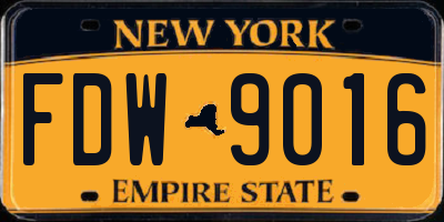 NY license plate FDW9016