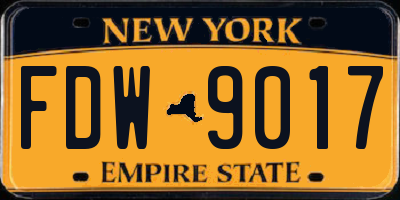 NY license plate FDW9017