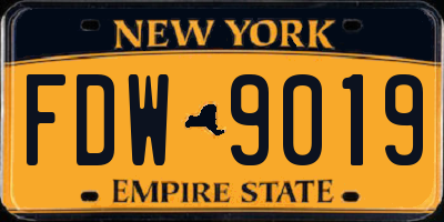 NY license plate FDW9019