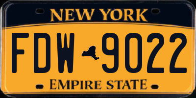 NY license plate FDW9022