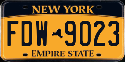 NY license plate FDW9023