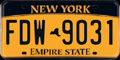 NY license plate FDW9031