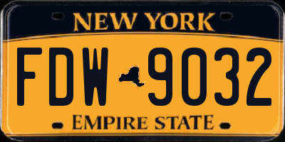 NY license plate FDW9032