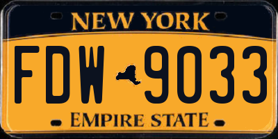 NY license plate FDW9033