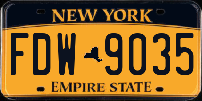 NY license plate FDW9035