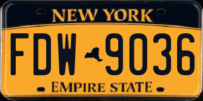 NY license plate FDW9036