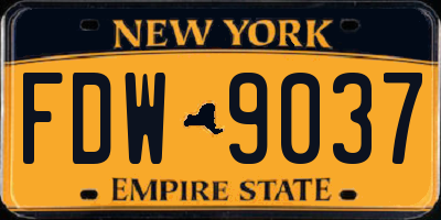 NY license plate FDW9037