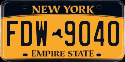 NY license plate FDW9040