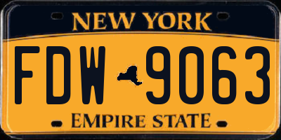 NY license plate FDW9063