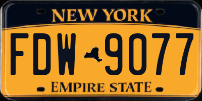 NY license plate FDW9077