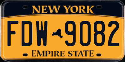 NY license plate FDW9082
