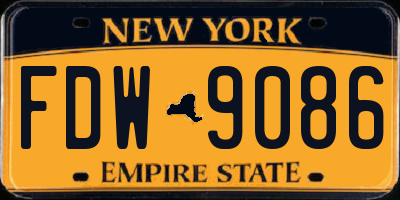 NY license plate FDW9086