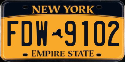 NY license plate FDW9102