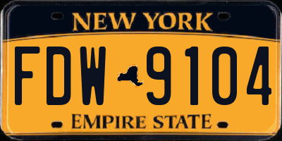 NY license plate FDW9104