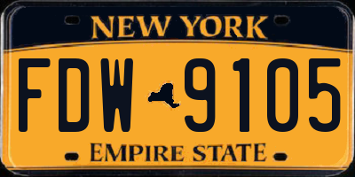 NY license plate FDW9105