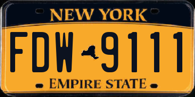 NY license plate FDW9111