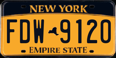 NY license plate FDW9120