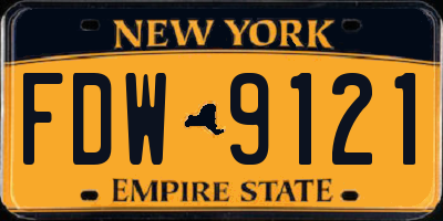 NY license plate FDW9121