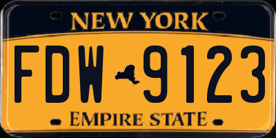 NY license plate FDW9123