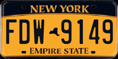 NY license plate FDW9149