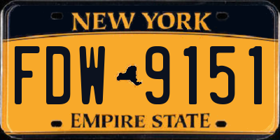NY license plate FDW9151