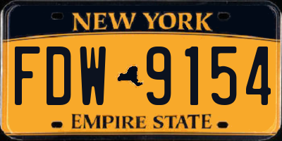 NY license plate FDW9154