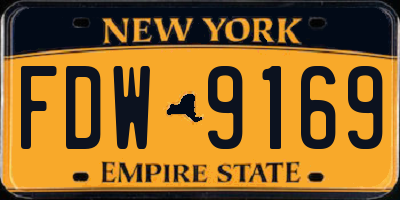 NY license plate FDW9169